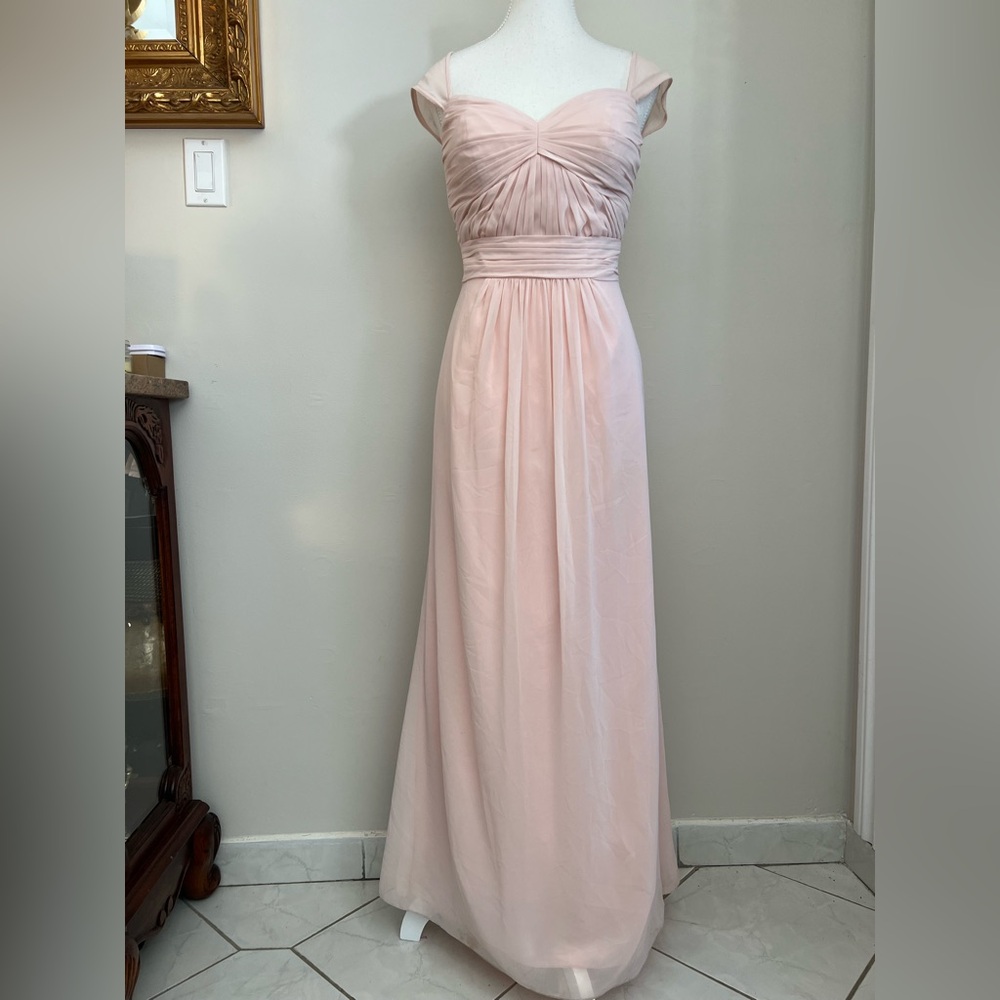 Bill Levkoff Blush Pink Formal Bridesmaid Gown Open Back Size 2